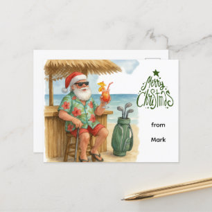 Golf Frohe Weihnachten Santa Golfer Strand Thema