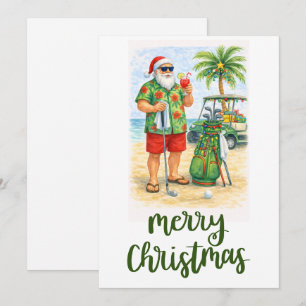 Golf Frohe Weihnachten Santa Golfer Strand Thema