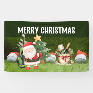 Golf Frohe Weihnachtsbälle tragen Weihnachtsmannmü Banner