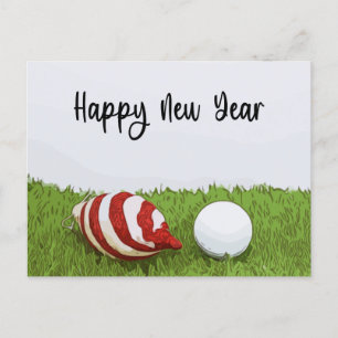 Golf Frohes Neues Jahr mit Schneemann Golf Urlaub Feiertagspostkarte