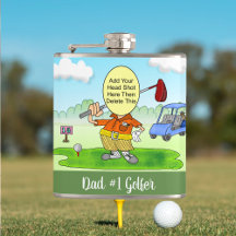 Golf Funny Cartoon Vinyl Wrapped Flask