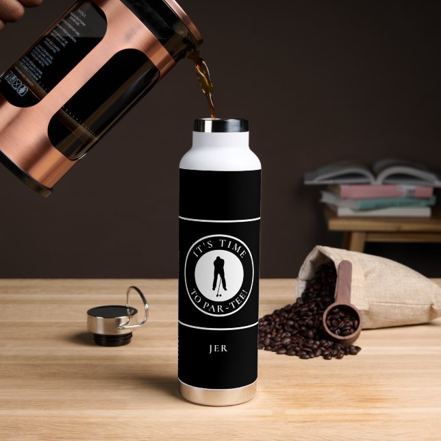 Golf Funny Par Tee Golfer Monogram Modern Trinkflasche (Kaffee (gedreht))