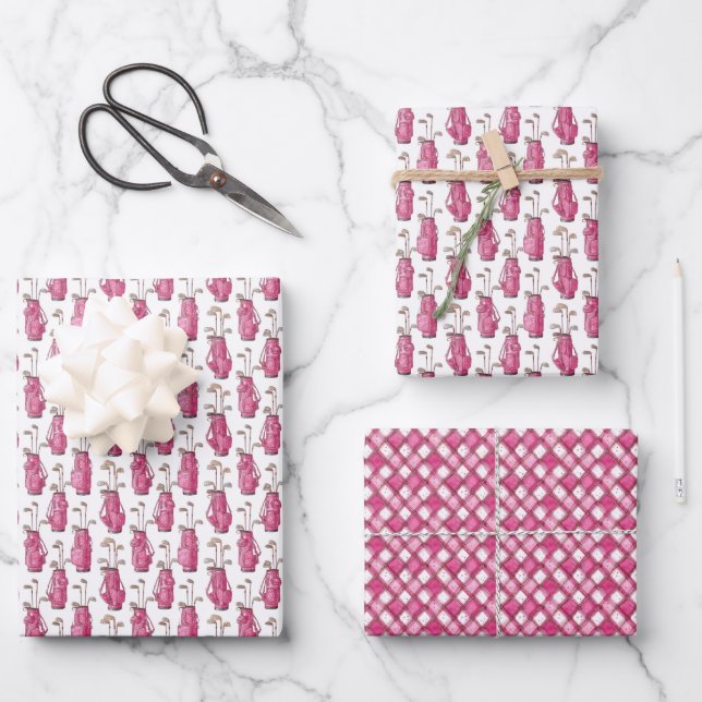 Golf für Damen in Rosa Geschenkpapier Set (Vorderseite)