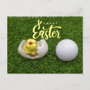 Golf für glückliche Ostern mit Eiern und Golf Card Feiertagspostkarte