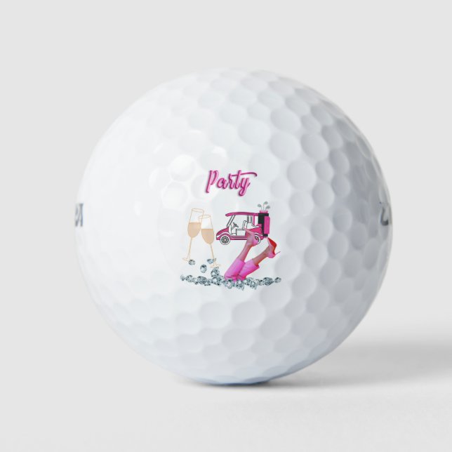 Golf für Golferin Rosa Themenabend Golfball (Vorderseite)