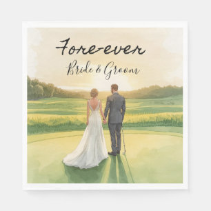 Golf für immer mit Braut und Bräutigam Hochzeit Serviette