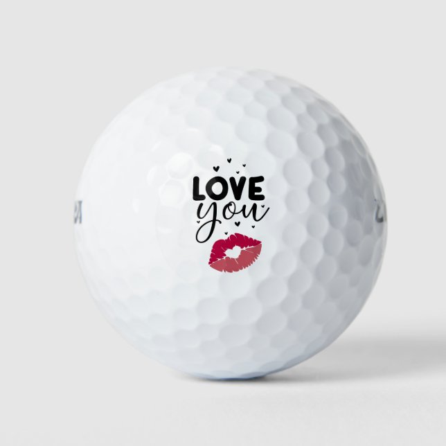 Golf für Liebhaber mit Küssen roten Lippen auf Wei Golfball (Vorderseite)