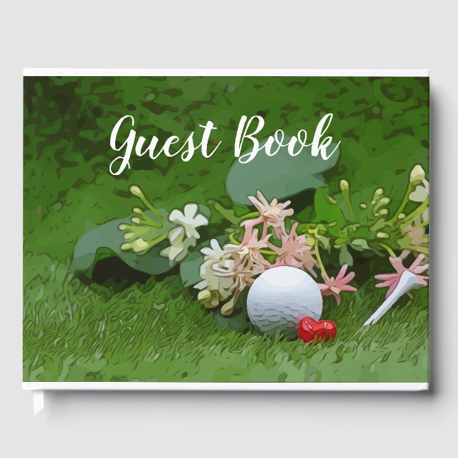 Golf Gästebuch mit Golfball und Tee aus Flora (Vorderseite)