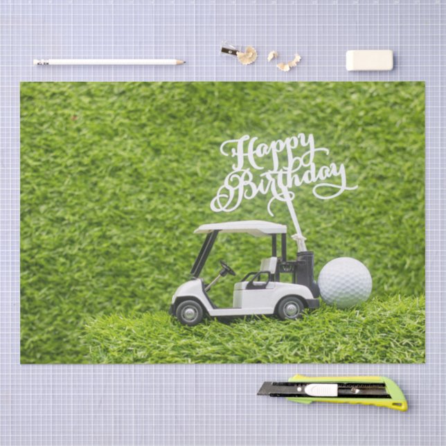 Golf Geburtstag Golfwagen auf grün Seidenpapier (Handwerk)