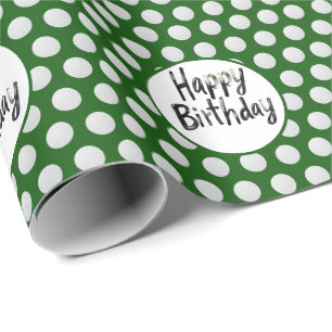 Golf-Geburtstag mit Golfbällen auf Grün Geschenkpapier