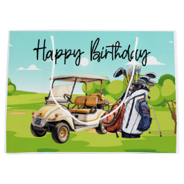 Golf Geburtstag mit Golfwagen Aquarell Große Geschenktüte