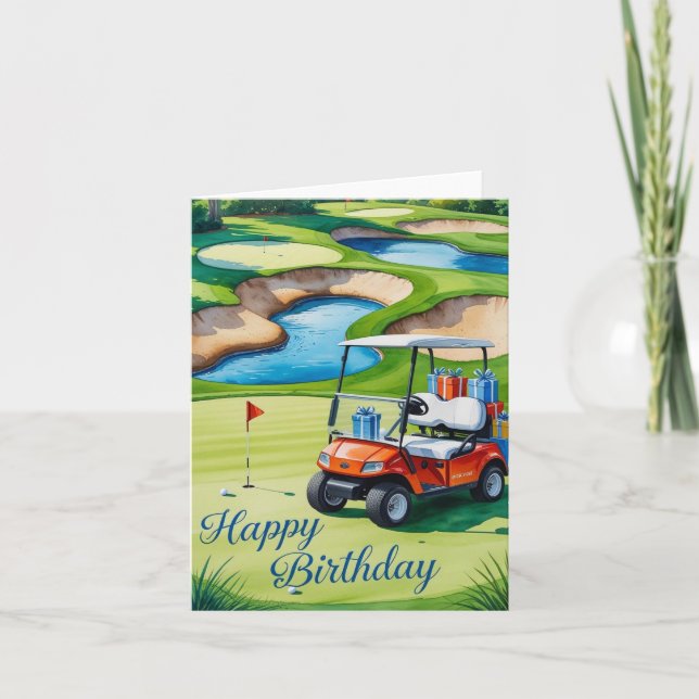 Golf Geburtstag mit Golfwagen für Golfer Karte (Vorderseite)