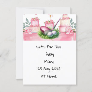 Golf-Geburtstag Pink Thema für Golferin Postkarte