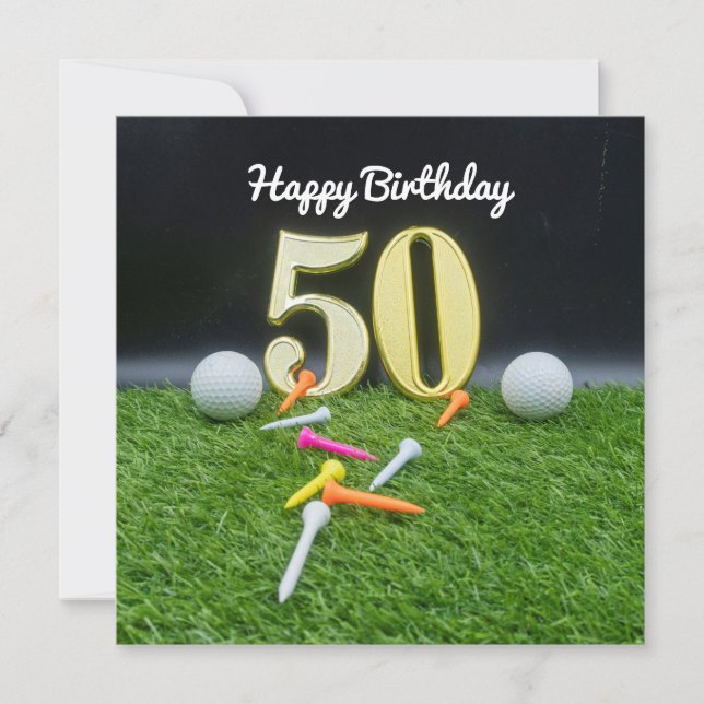 Golf Geburtstag zum Golfer mit Kugeln und Tee (Vorderseite)