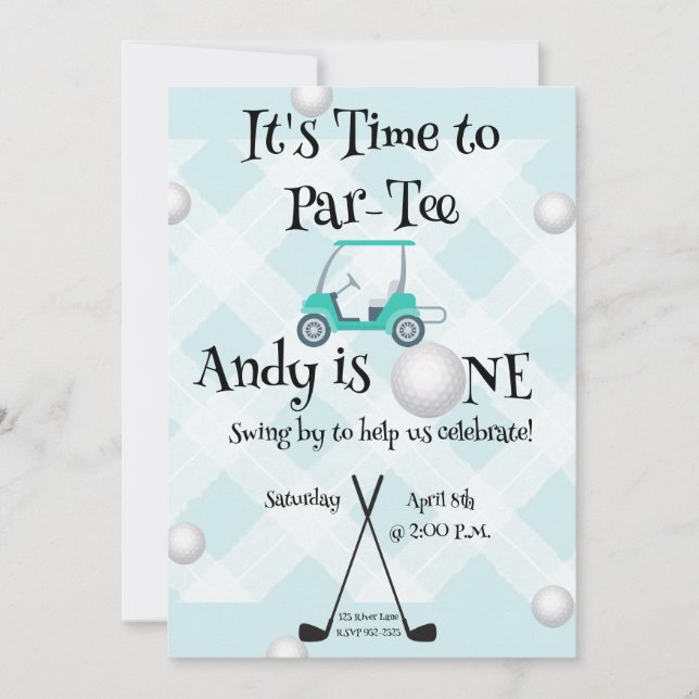 Golf-Geburtstagsbündel Einladung (Vorderseite)