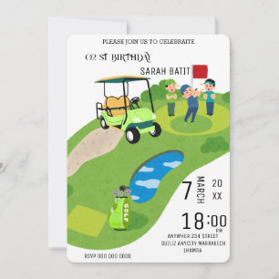 Golf-Geburtstagseinladung, Golf Par-Tee Einladung, Einladung