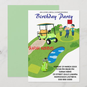 Golf-Geburtstagseinladung, Golf Par-Tee Einladung, Einladung