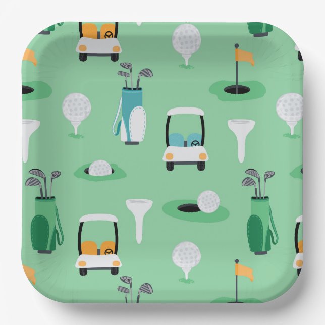 Golf-Geburtstagsfeier Kinder Golfen Muster Pappteller (Vorderseite)