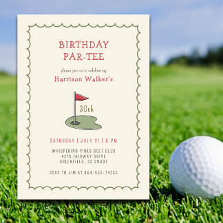 Golf Geburtstagsparty jedes Alters Hand gezogen mo Einladung