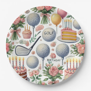 Golf Geburtstagsparty Pink Thema für Mädchen Pappteller