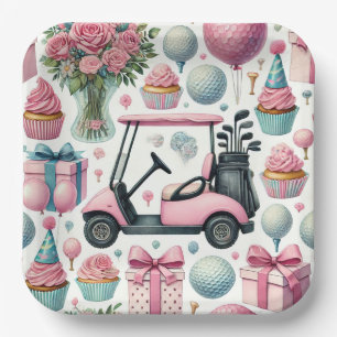 Golf Geburtstagsparty Pink Thema für Mädchen Pappteller