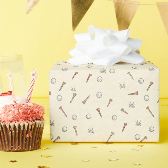 Golf-Geschenkpapier mit gezeichnetem Motiv Geschenkpapier (Geburtstagsparty)