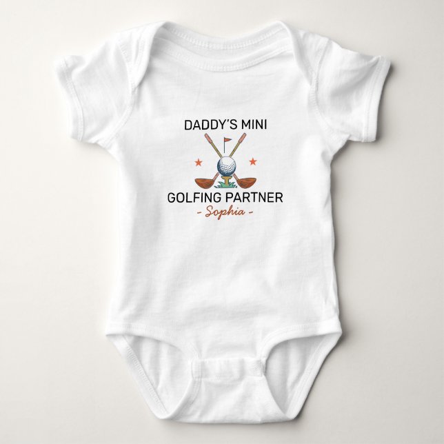 Golf Geschlechterenthüllung - Daddys Mini-Golfpart Baby Strampler (Vorderseite)