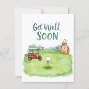 Golf Get Well-bald Card - Aquarellgolfplatz Postkarte