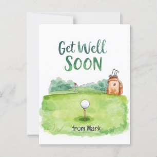 Golf Get Well-bald Card - Aquarellgolfplatz Postkarte