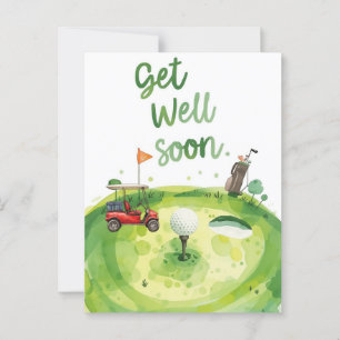 Golf Get Well-bald Card - Aquarellgolfplatz Postkarte