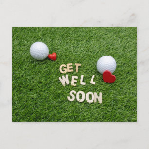Golf Get well soon card with golf ball and tee Postkarte