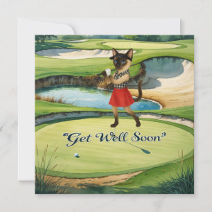 Golf Get Well Well Balon Card für Katzenliebhaber Karte