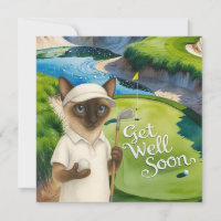 Golf Get Well Well Balon Card für Katzenliebhaber