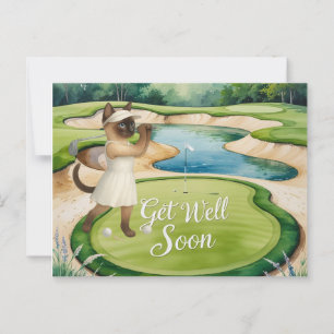 Golf Get Well Well Balon Card für Katzenliebhaber Postkarte