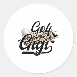 Golf Gigi Leopard Golfer Gigi eines Golfspielers G Runder Aufkleber