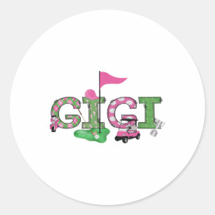 Golf Gigi Pink Hole in einem Golf 1. Geburtstagski Runder Aufkleber