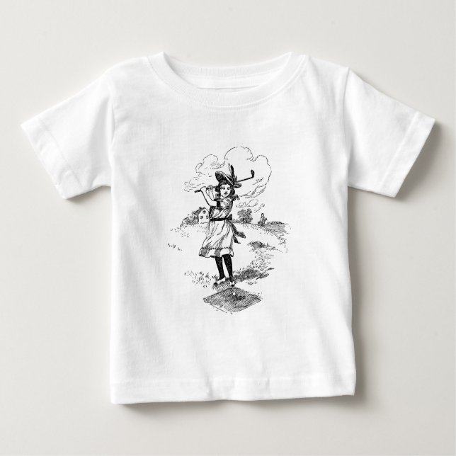 Golf Girl Golfspielen Vintage Kunst Baby T-shirt (Vorderseite)