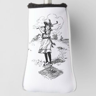 Golf Girl Golfspielen Vintage Kunst Headcover