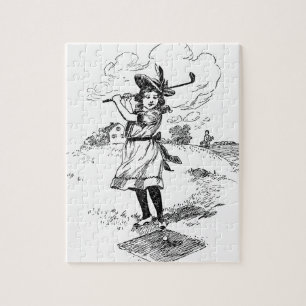 Golf Girl Golfspielen Vintage Kunst Puzzle