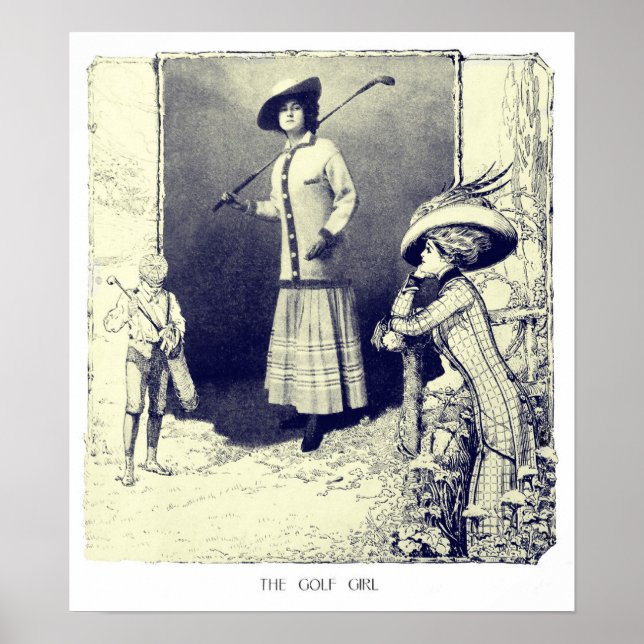 Golf Girl Vintag 1909 Golf Print Poster (Vorne)