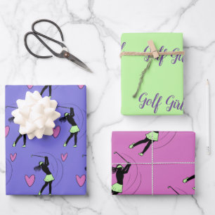 Golf Girl Wrapping Paper Geschenkpapier Set