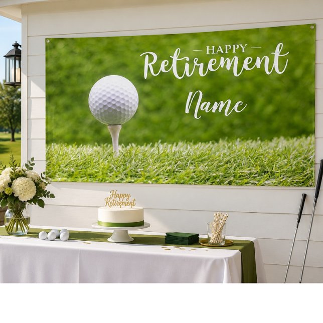 Golf glückliche Pensionierung mit Golfball auf Grü Banner (Von Creator hochgeladen)