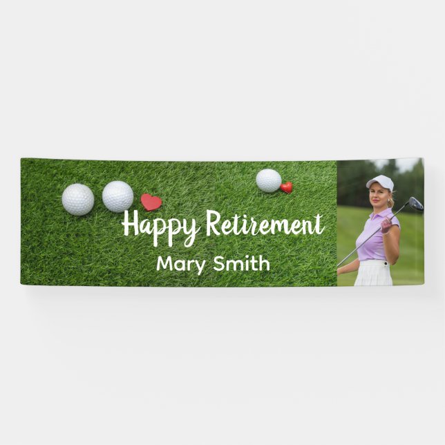 Golf glücklicher Ruhestand Golfball mit Liebe auf  Banner (Horizontal)