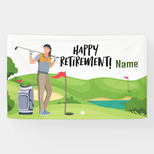 Golf glücklicher Ruhestand mit glücklichem Golfer  Banner (Horizontal)