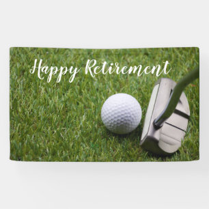 Golf glücklicher Ruhestand mit Golfball und Putter Banner