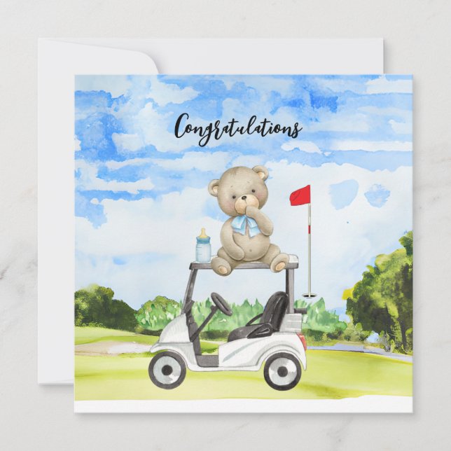 Golf Glückwunsch für Baby Golfer Es ist Boy Card Karte (Vorderseite)