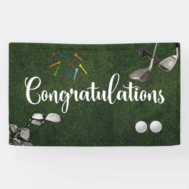 Golf Glückwunsch mit Golfball auf Grün Banner (Horizontal)