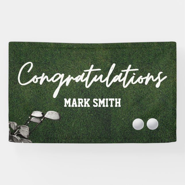 Golf Glückwünsche mit Golfball auf Grün Banner (Horizontal)