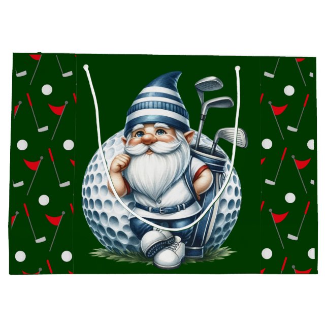 Golf-Gnom  Große Geschenktüte (Rückseite)