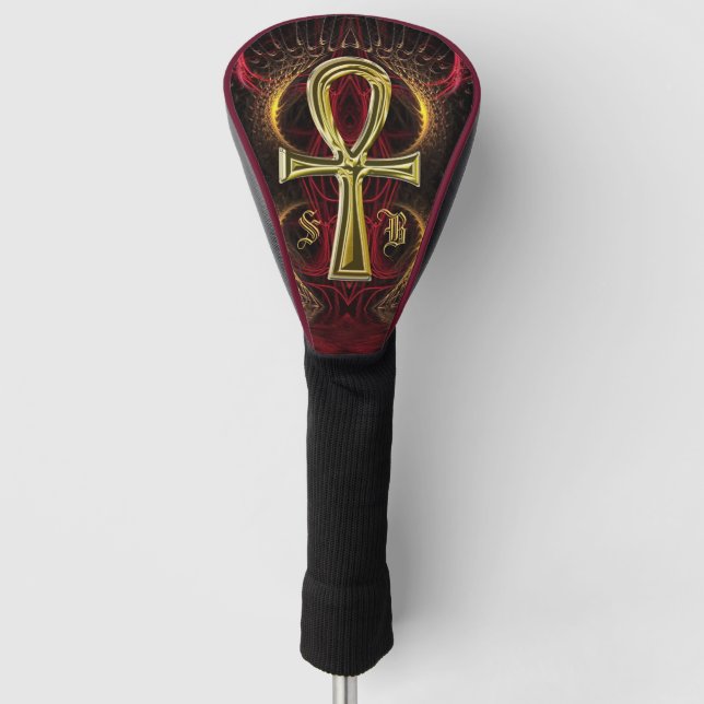 Golf Goddess Gold Ankh Custom Monogram Initials Golf Headcover (Vorderseite)